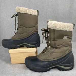Sorel Cumberland Snow Boots Winter Boots Lace Up Olive Green Women's Size 8